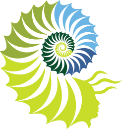 wild spirit logo woman's face emerging from a seashell