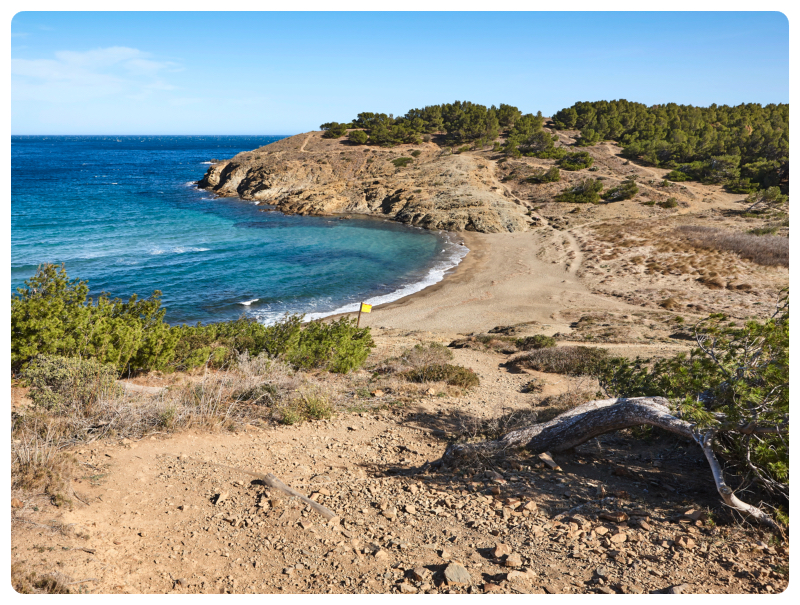 Colour natural landscape of the rugged Costa Brava coast of Borro beach at Cap Ras Catalonia